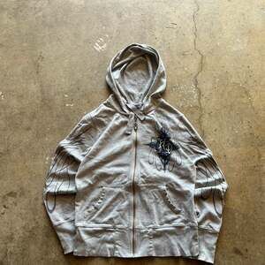 Vintage 90s Harley Davidson Rhinestone Zip-Up Hoodie - Gray - Size M